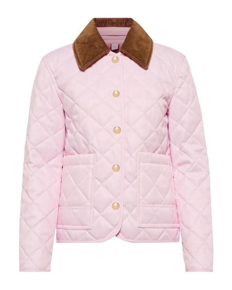 pink quilted burberry jacket